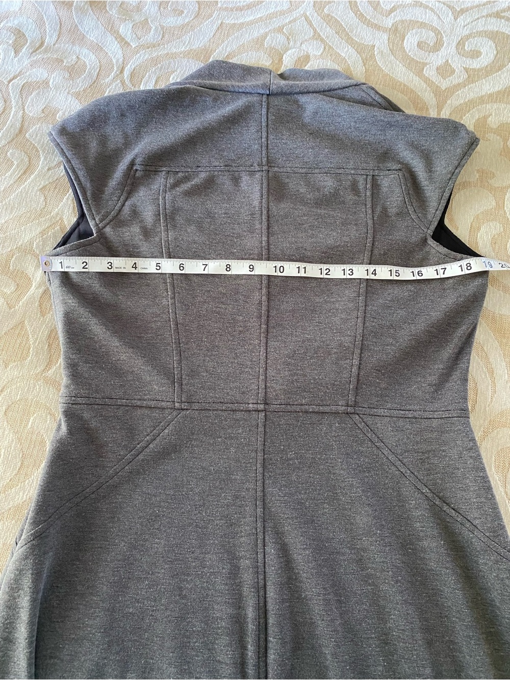 Maggy London Gray Sheath Dress Shawl Collar Career Office Size 14 - Picture 9 of 14